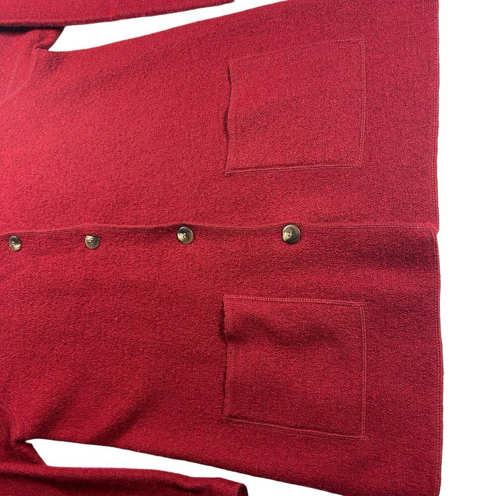 Vtg Charter Club Womens Sz M Red 100% Wool Cardigan Sweater Pockets Preppy Cozy - Picture 3 of 9